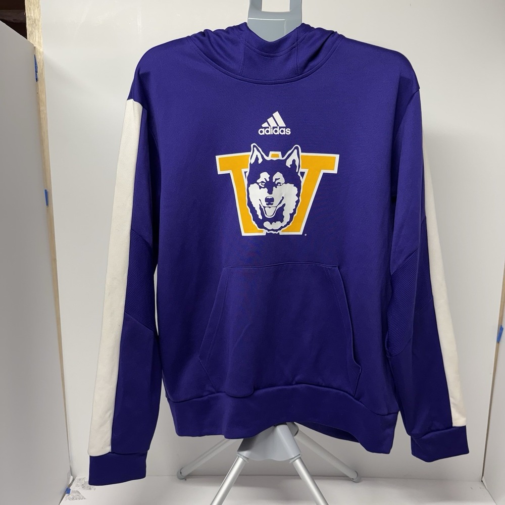adidas Washington Huskies Pullover Hoodie Men's Large Purple White NCAA